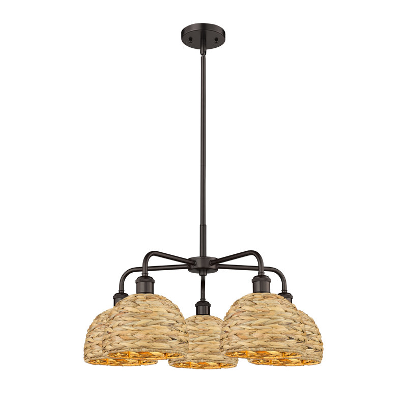 Alyxandrea - 5 lumières - abat-jour naturel - lustre, Cream / Oil Rubbed Bronze