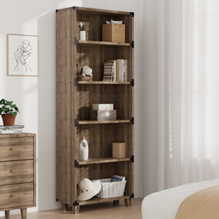 Farmhouse Bookshelf And Bookcase, 23.6 Inches Wide, 5-Tier Open Bookcase, Floor Standing Unit, 71 Inches Tall Display Storage Shelves For Bedroom, Living Room And Home Office