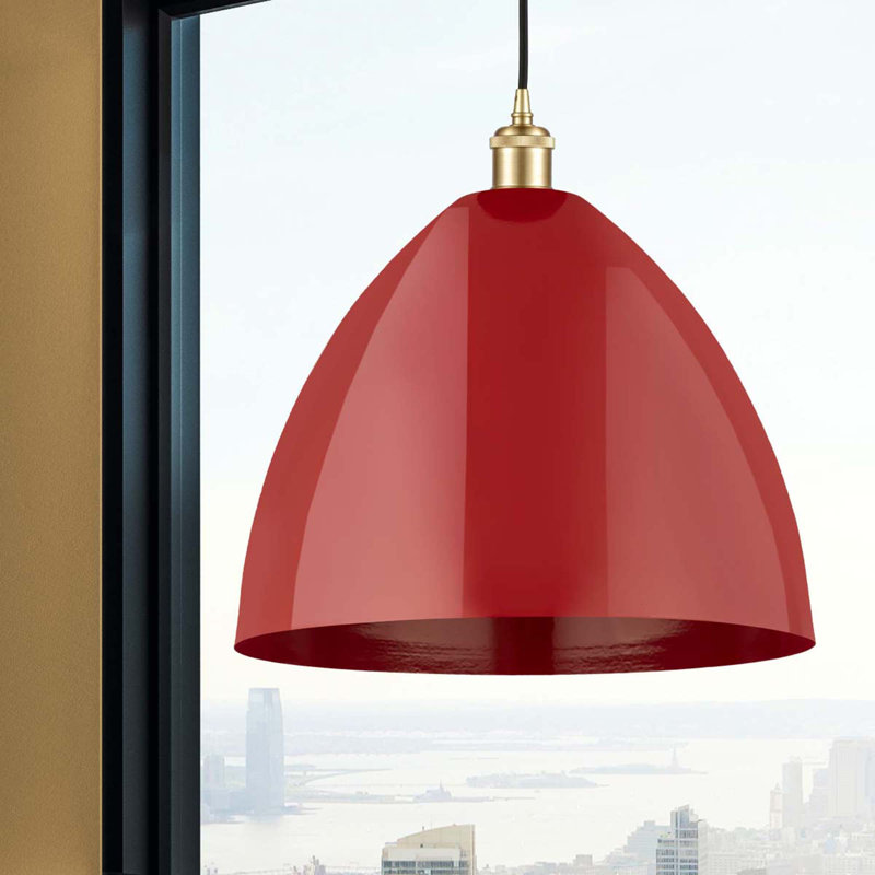 Luminaire suspendu conique 1 lumière, Rouge, Or