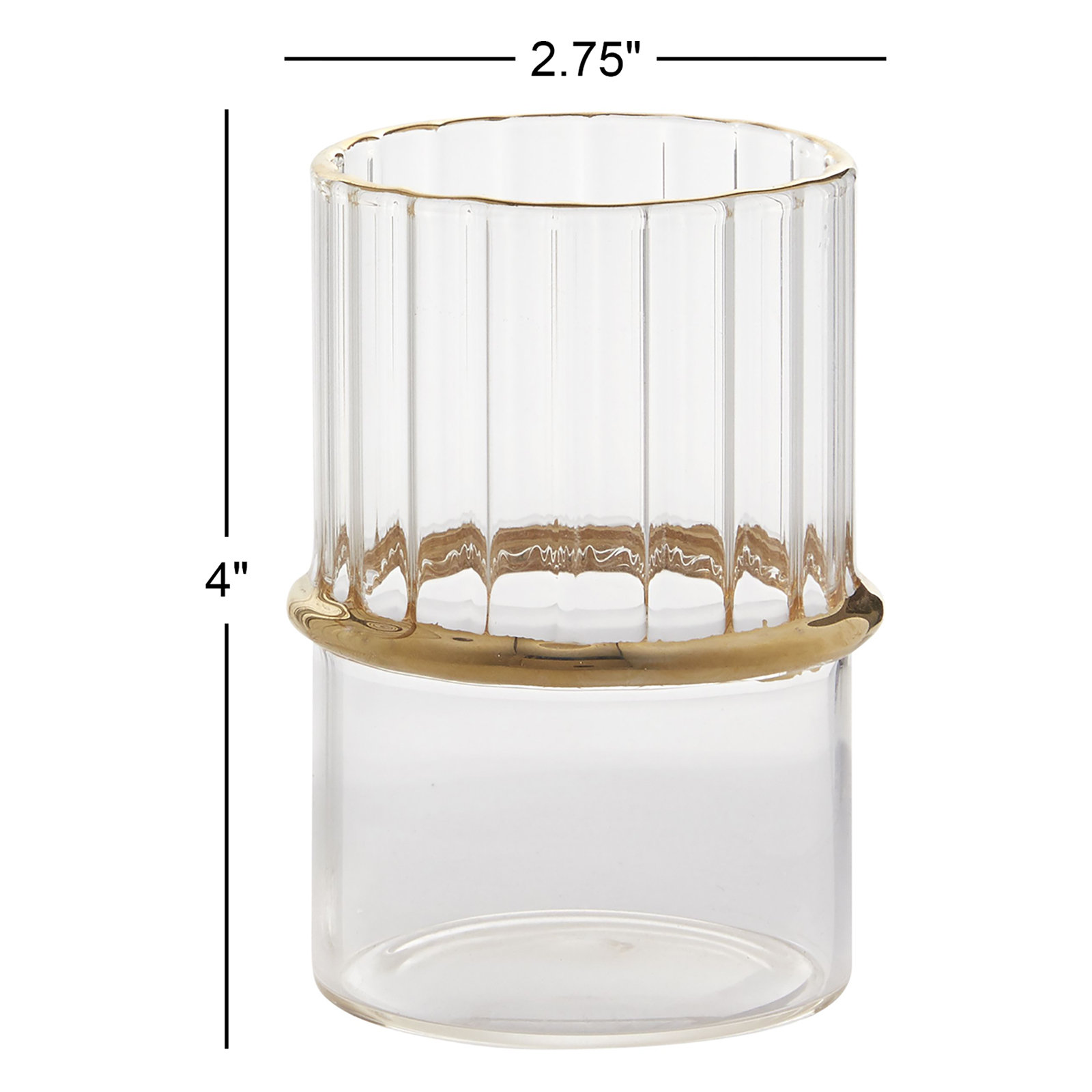 Glass Votive Candle Holder, 4" H x 2.75" W x 2.75" D