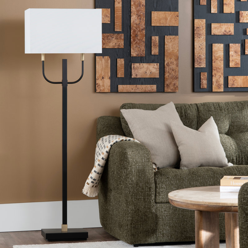 Lampe sur pied 59,25 po en métal avec abat-jour blanc