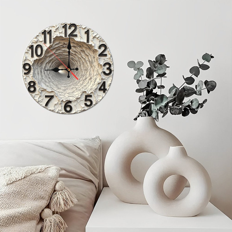 Horloge murale unique en forme de tunnel craquelé