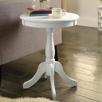 Round Pedestal Accent Table, White