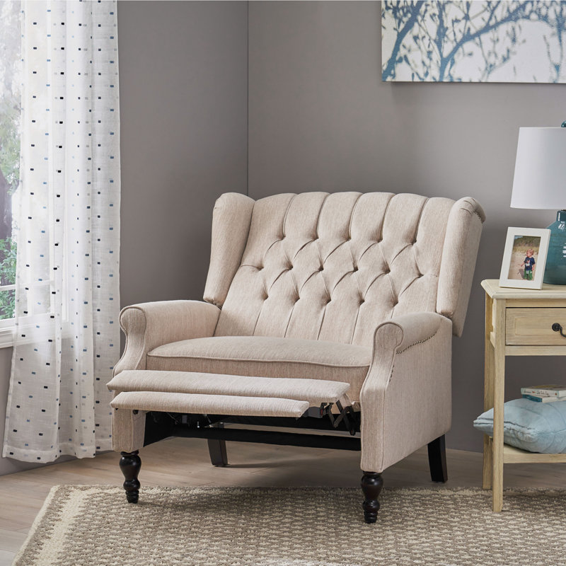 Fauteuil bergère inclinable manuel de 37,5 po Mattice, Beige