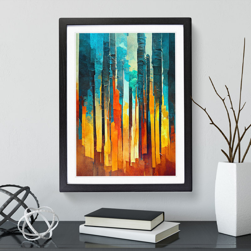Torn Abstract Forest No.8 - Single Picture Frame Print, Black, 46cm H x 34cm W