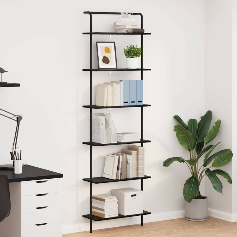  Bookshelf Old Wood Engineered Wood, (6 Shelves) 203cm H x 60cm W x 24cm D, Black Oak