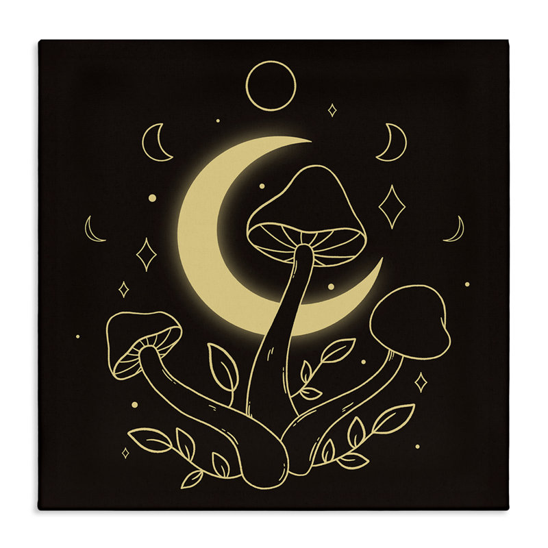 Art mural sur toile, "Dancing Mushroom & Moon" par Ahmad Mêmeh Hussein, H 30 po x l 30 po