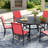 7-Pieces Round Patio Dining Set With Stackable PVC-coated polyester Chairs-1583373422