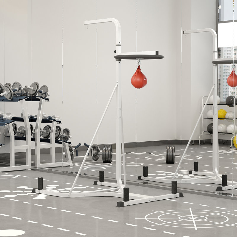Punching Bag Stand, Adjustable Height with Weighted Base, White