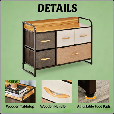 Armoire rustique avec rangement de grande capacité, tour de commode autoportante pour le couloir et l'organisation de la chambre à coucher