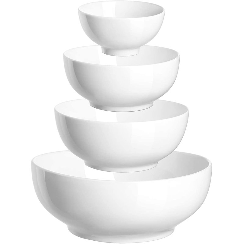 Porcelain Nested Mixing Bowl Set, White