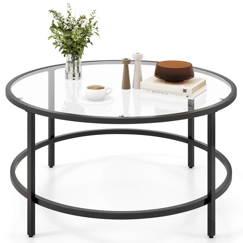 Glass Top Coffee Table, Black