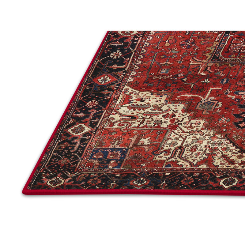 Tapis rouge/ivoire traditionnel, Rectangle 4 pi x 6 pi