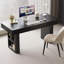 Bureau rectangulaire en bois manufacturé noir + acier au carbone avec 2 tiroirs-1201208767-1201208753