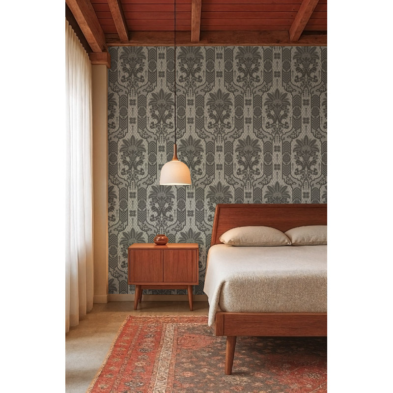 Columnar Bloom - Umber Ink Wallpaper