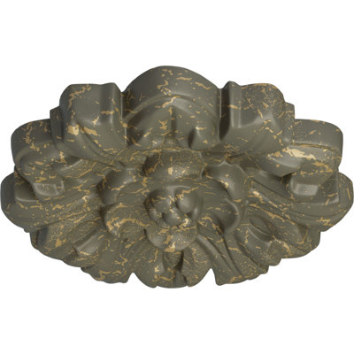 Endurathane Emery Leaf Ceiling Medallion, 7 5/8"OD x 1"P, Hand-Painted Witch Hazel Crackle Finish