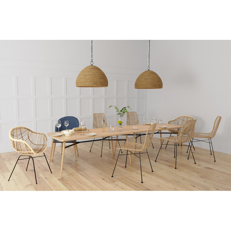 Woodleigh 20'' Brown Rattan and Bronze Dome Pendant Light