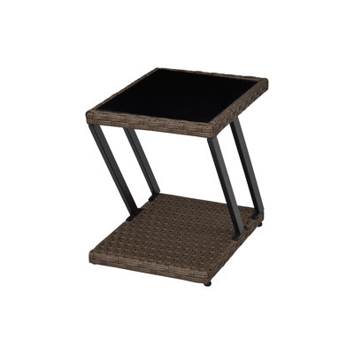 Z-Shaped Weather Resistant Wicker Patio Side Table
