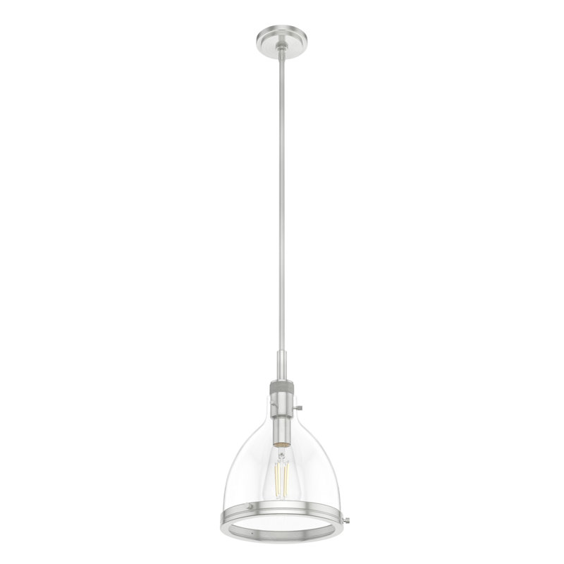 Van Nuys 1 Light Bell Pendant, Brushed Nickel, 15.75" H x 10" W x 10" D