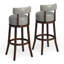 Ensemble de 2 tabourets de bar pivotants de 30 po en bois massif gris foncé et similicuir gris foncé