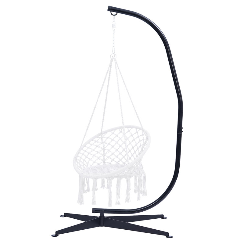 Support de hamac seulement - support en C en métal pour chaise hamac suspendue, balancelle - utilisation intérieure ou extérieure - capacité durable de 300 livres, noir