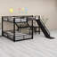 Lit superposé en L avec lit mezzanine, lit superposé triple en métal avec glissade et ports USB-2058501192