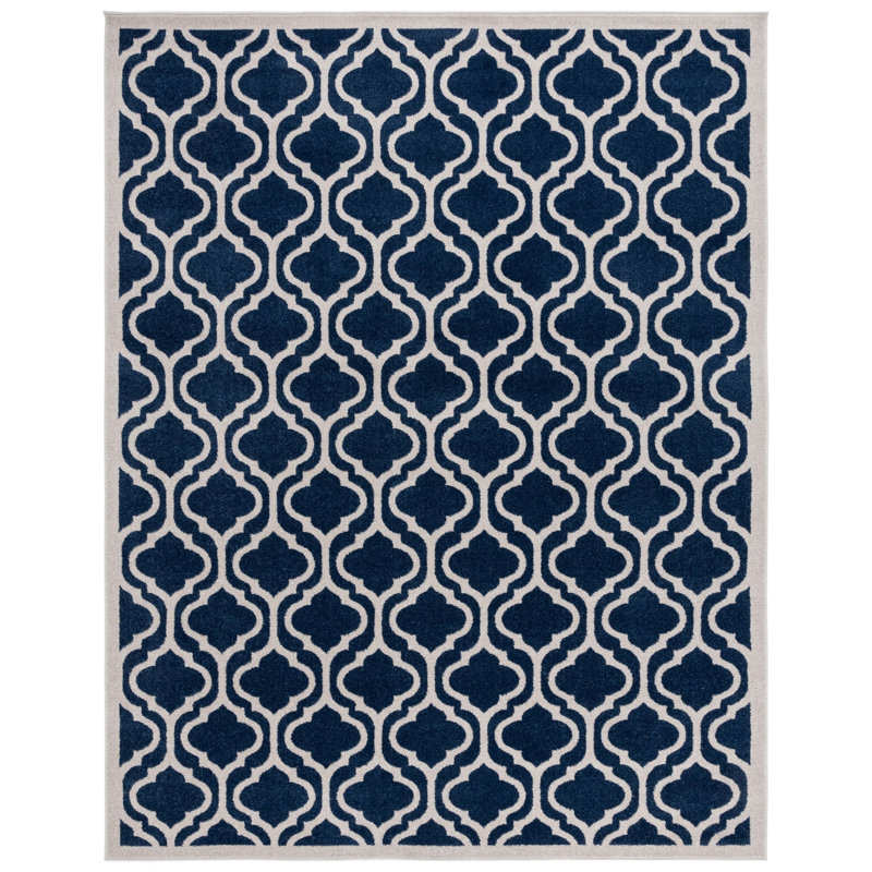Ammundsen Geometric Navy/Beige Area Rug, Rectangle 8' x 10'
