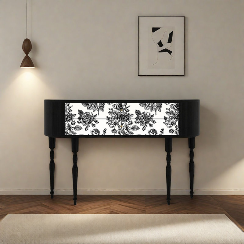Console rétro élégante avec 2 tiroirs, H 35,43 po x l 55,12 po x P 11,81 po
