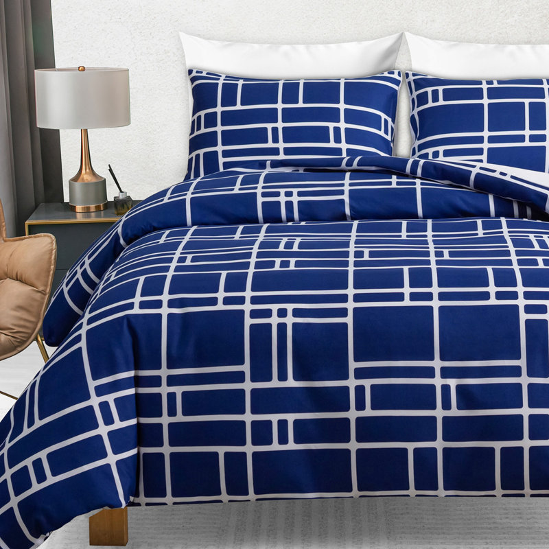 Ultra-Soft Microfiber Reversible Duvet Cover Set - Zipper Closure with Corner Ties, Double (200cm x 200cm)