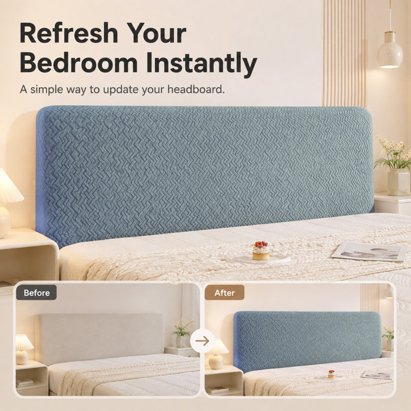 Housse élastique pour tête de lit, housse de protection extensible pour tête de lit, 27,6 po x 78,7 po, Bleu