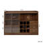 Buffet avec 2 portes coulissantes en verre rayé, armoire de rangement autoportante pour les bouteilles, le vin, etc.