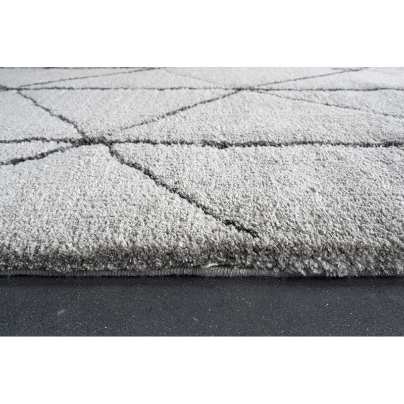 Tapis en polyester recyclé gris, champignon et gris anthracite Nube, Rectangle 5 pi 3 po x 7 pi 6 po