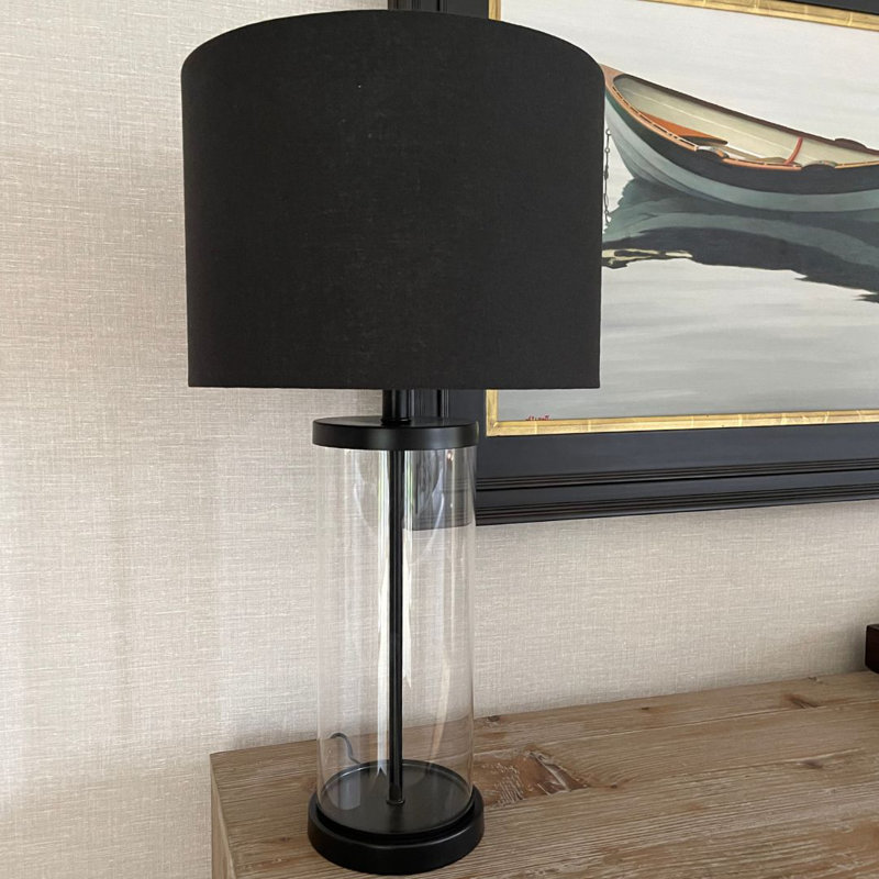 Glass Desk Lamp, Black, Black
