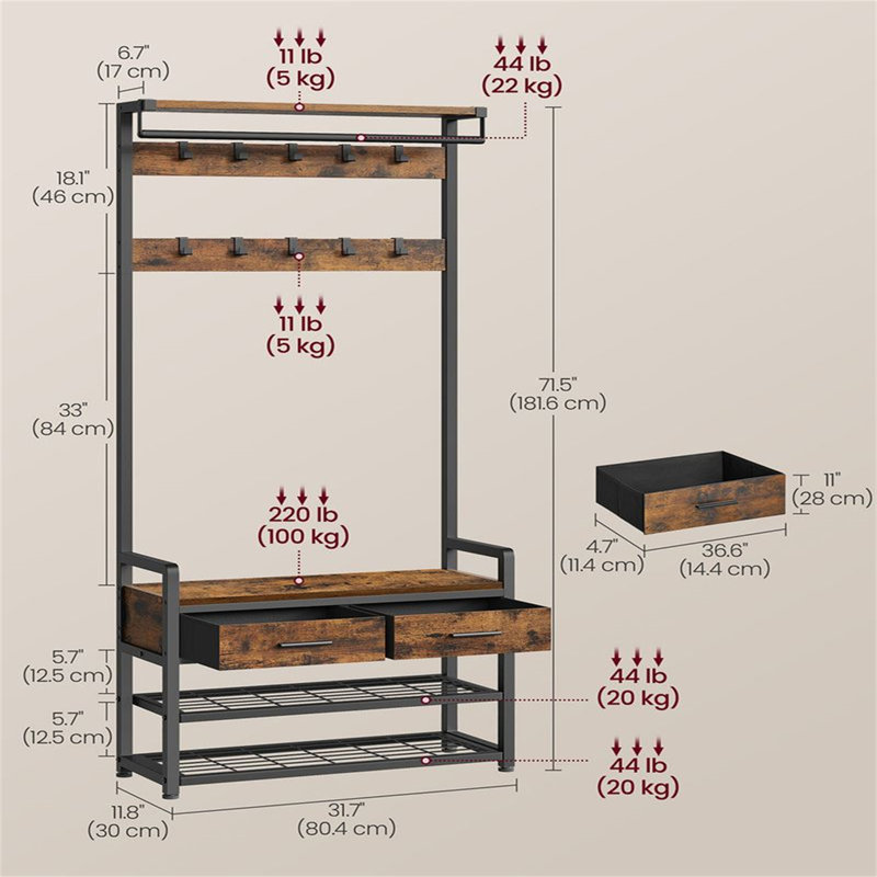 Hall Tree 80.4cm Wide