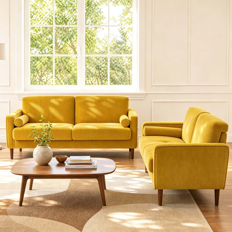 Carmelinda 62.6'' Sofa, Yellow Corduroy