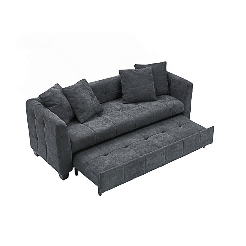 Canapé-lit escamotable 78 po Flannelette, Gris foncé