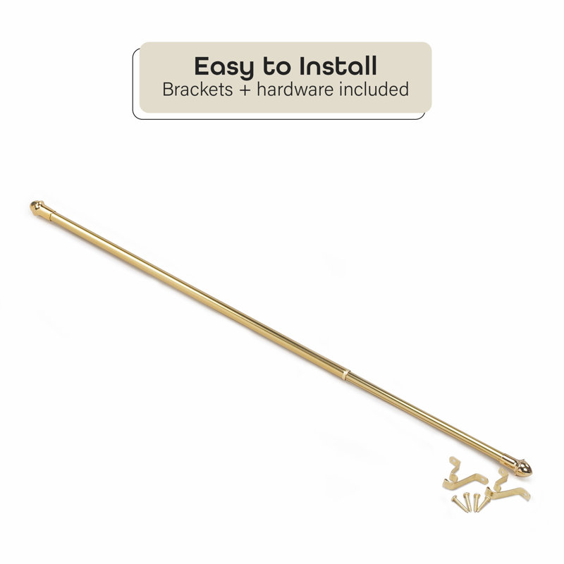 Fantasia Adjustable Single Curtain Rod, Brass, 28" - 48"