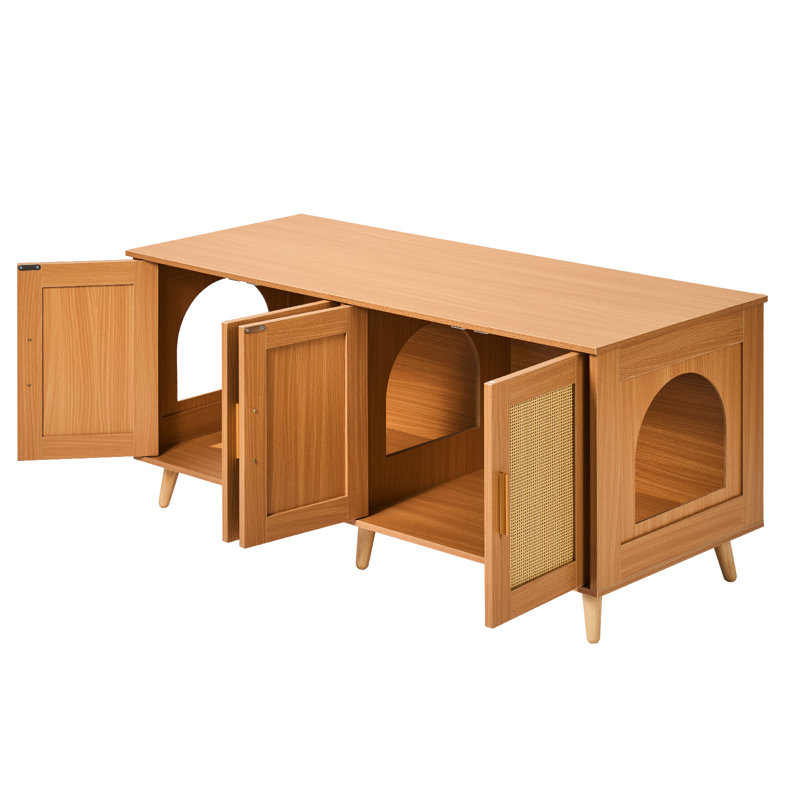 Meuble à litière pour chat en bois Idée de cadeau