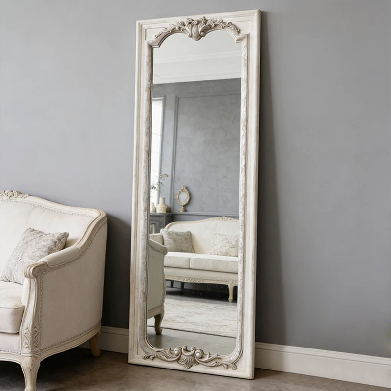Full-length mirror, retro wall-mounted, hand-carved full-length mirror Wall Mirrors