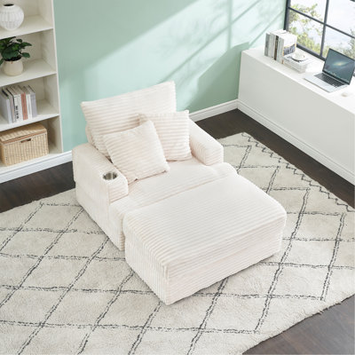 39-inch Spring upholstered armchair and Ottoman set - comfortable single sofa