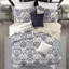 Courtepointe avec coussins, bleu marine, double. Motif cachemire 100% microfibre. Revers doux. 2 taies décoratives, 3 coussins décoratifs. Courtepointe 6 pièces