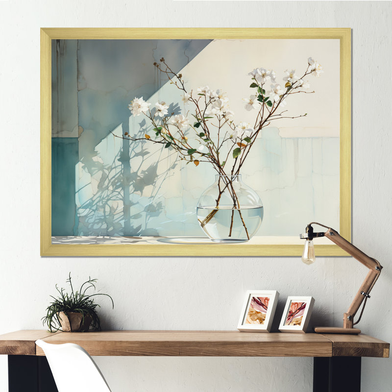 Reflections and Simplicity Vase I sur toile, H 24 po x l 32 po x P 1 po, Cadre doré simple