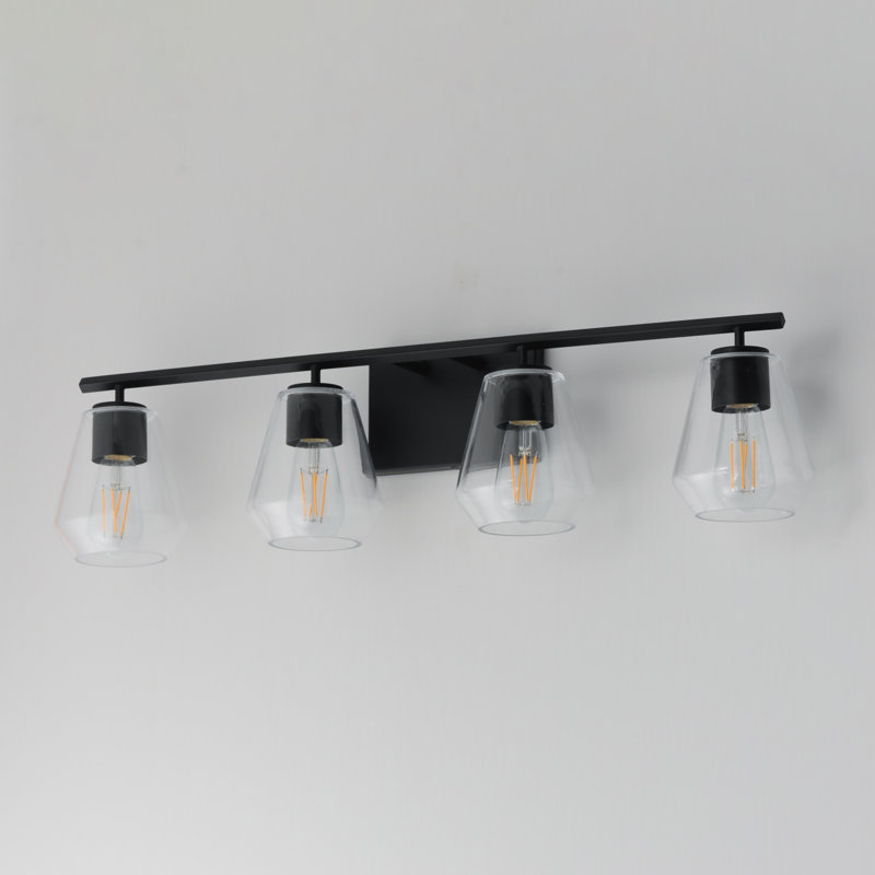 Geode-Bath Vanity, 31.25" Width, Black, 4 Lights