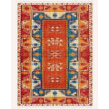 Colomiers Milas Blue Orange Machine Woven Cotton Polyester Area Rug