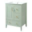 Meuble-lavabo 24 po avec lavabo, 1 armoire avec porte à fermeture douce, 3 tiroirs à fermeture douce, poignées en métal rétro, vert clair