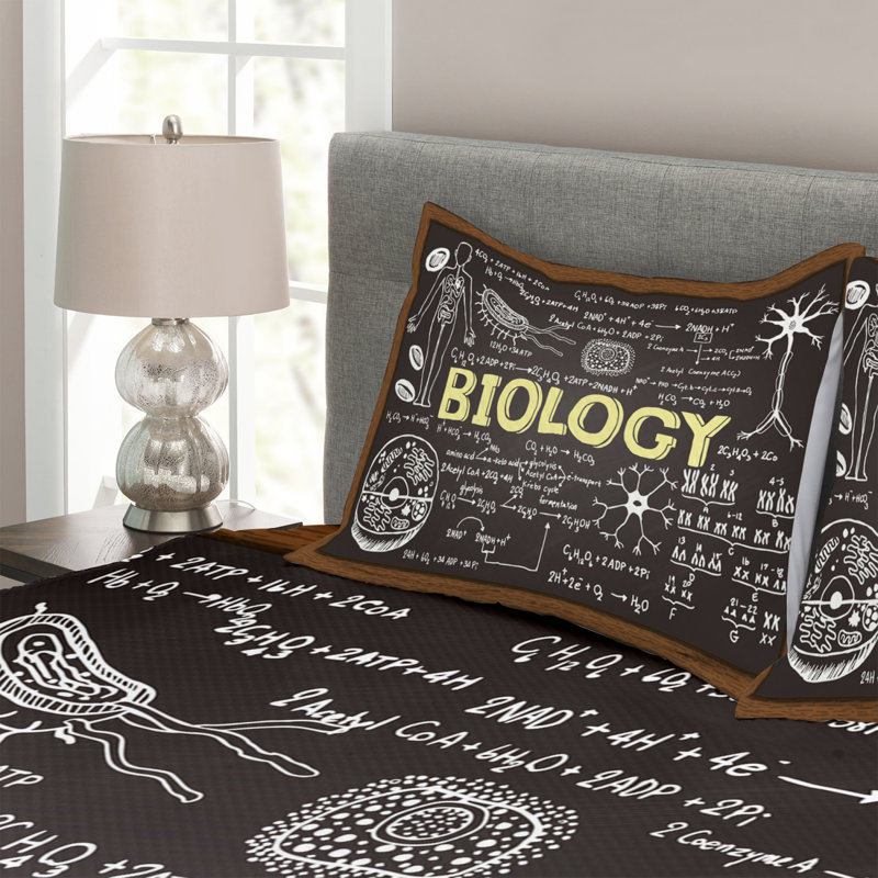 Addelyne Black/Brown/Yellow Microfibre Bedspread Set, 220 x 264 cm