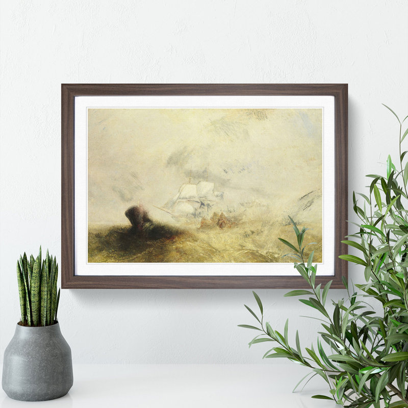 The Whale Ship by Joseph Mallord William Turner - Picture Frame Painting, Walnut, 48cm H x 65cm W x 2cm D