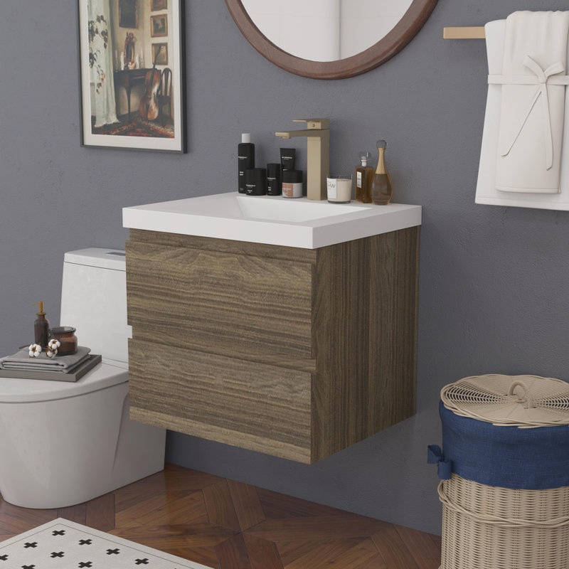 Meuble-lavabo pour la salle de bain à fixation murale, Gris