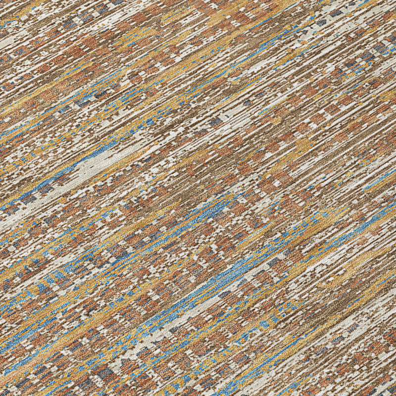 Machine Washable Indoor/Outdoor Chantille ACN2642 Abstract Rug, Paprika, 8' Round