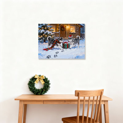 Huskies Cabin, art mural sur toile